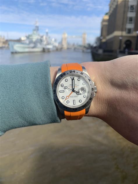 rolex explorer 2 orange rubber strap|rolex explorer 2 watch straps.